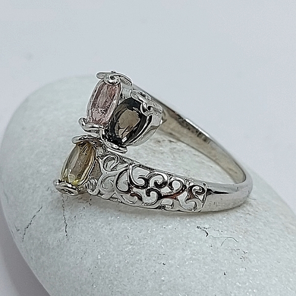 Natural Oval Multi Color Tourmaline 6x4mm 925 Sterling Silver Ring Sz 6.5 - Picture 4 of 9